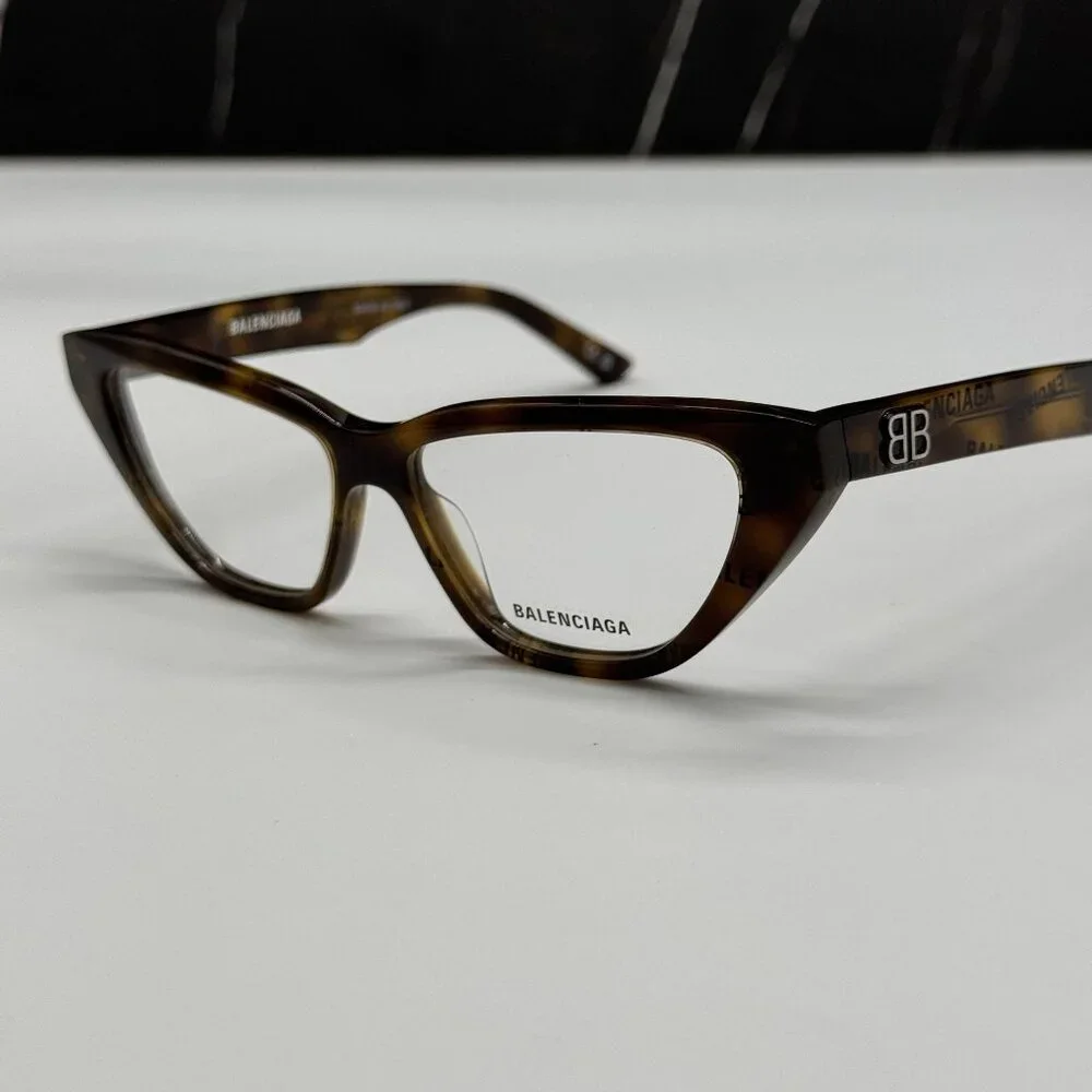 NEW BALENCIAGA BB0128O 005 CAT EYE DARK HAVANA WOMEN EYEGLASSES BALENCIAGA